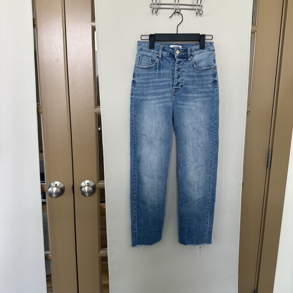 Vigoss Womens 25 Blue Medium Wash High Rise Joni Wide Leg Jeans Denim